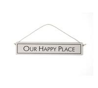 Wit With Wisdom Grey Witty Quote Wooden Hanging Sign - Our Happy Place