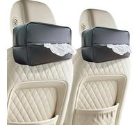 Witaxima Large Car Tissue Holder for 120 Standard Tissues, Premium PU Leather Tissue Holder in Car Backseat Rectangular, Napkin Holder for Car Fits for Kleenex Tissues Box Daily Use Black (2, Black)