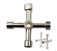 WitBicg 4 Way Multi Functional Utilities Key, Meter Box Key Gas Key for Cupboard, Cabinet, Gas, Water, Electric and Plumbing Applications, 4 Way Service Utility Key (Silver)
