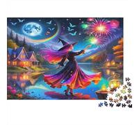Witch 1000 Piece Jigsaw Puzzle Recycled Paper for Witch in Colorful Gown by Lit Castle Full Moon Adults Fun Present & Activity for Home Great Gift Idea 70x50cm/1000pcs