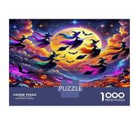 Witch 1000 Piece Jigsaws with Perfect Snap Fit Centenary Jigsaws Halloween Witches Flight for A Sustainable Hobby As Wall Art Puzzle for Self-care Gifts 38x26cm/1000pcs