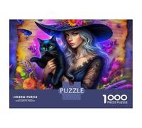 Witch 1000 Piece Moonlit Magic Town Dust-Free Sturdy Cardboard Puzzle Advanced Puzzlers Birthday Present Indoor Hobby Fun 70x50cm/1000pcs