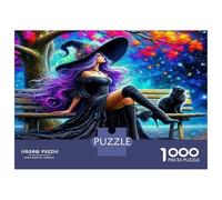 Witch 1000 Piece Sturdy Cardboard Jigsaw Puzzle Witch with Purple Hair Challenging Educational for Cognitive Development Brain Training for All Ages 52x38cm/1000pcs