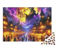 Witch 1000pc Jigsaw Puzzle for Adults Halloween Witch Village Under Full Moon Premium Thick Sturdy Vibrant Challenging Stress Relief Family Game 70x50cm/1000pcs