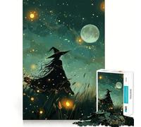 Witch Among Fireflies Adult Jigsaw1000 Pieces Memory Skill Fun Stable Fit No Shifting Parts Compact Fun for Family Game Time (38x26cm)