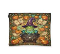 Witch Amphibian Magical Cauldron Halloween Makeup Bag 7x9 Inch