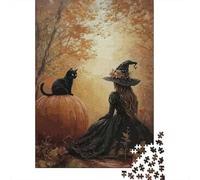 Witch And Black Cat Adult Jigsaw Puzzle, 1000 Pieces, 70x50cm/1000pcs, January Puzzle Activity, Relaxing Home Time And A Calmer Routine