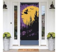 Witch And Broom Door Banners for Front Doors, Spring Summer Decorative Door Cover Welcome Porch Banner Decoration Hanging Wall Background for Party Supplies Indoor Outdoor Home Decor