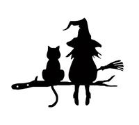 Witch and Cat Halloween Stake, Witch Cat Garden Sign - Halloween Yard Sign Decoration, Waterproof Metal Yard Signs, Halloween Outdoor Decoration, Stylish Creative Garden Stakes for Lawn, Garden