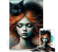 Witch And Familiar Adult Jigsaw1000 Pieces Cognitive Boost Game No Gap Tight Fitting Design Birthday Gift Brain Teaser Toy (38x52cm)