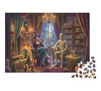 Witch And Mummy 1000 Piece Wooden Jigsaw Puzzle,Whimsical Challenge,Adults & Kids 14+,Home Wall Decor,Educational Toy,Wood,Gift Idea,Stress Relief (75x50cm)