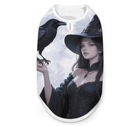 Witch And Raven Moon Funny Dog Shirts Pet Sleeveless Clothes Puppy Cat T-shirts for Small to Large
