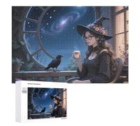 Witch And Raven Moonlight Adults Wooden Jigsaw Puzzles 1000/500/300 Piece Personalised Customized Gifts