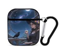 Witch And Raven Moonlight Earbuds Case for Airpods 1 2 Accessories Hard Earphones Cover with Keychain