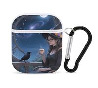 Witch And Raven Moonlight Earbuds Case for Airpods 1 2 Accessories Hard Earphones Cover with Keychain