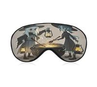 Witch and The Cauldron Sleep Mask Light Block-Out Eye Mask for Side Sleeper Pressure-Free Soft Night Blindfold with Adjustable Strap Breathable Sleep Eye Cover for Travel