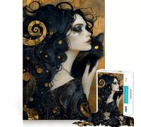 Witch And Whimsical Cat Jigsaw Puzzle 1000 Piece Mind Train Fun Burr Free Clean Cut Pieces Absorbing Activity for Quiet Nights (38x26cm)