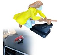 Witch and Wizard Broomstick Dashboard Drift Ornaments, Fun Drift Turn Wizard Broomstick Decor, Fantasy Car Decoration Gifts for Enthusiasts Vehicle Interior Dashboard Drifting Decor (Yellow-girl)