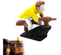 Witch and Wizard Broomstick Dashboard Drift Ornaments,Fun Drift Turn Wizard Broomstick Decor,Flying Doll Car Moving Cute Dashboard Interior Accessory,Mini Dynamic Interactive Automobile Accessory (E)