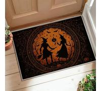 Witch Area Rug, Halloween Gothic Pumpkin Bat Halloween Black Low Pile Doormat Accents Rug Fade Resistant Bathroom Bedside Entryway Door Decor 2' X 3'