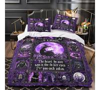 Witch Art Comforter Cover 3D Print Super Soft 3-Piece Bed Set Hidden Zipper Purple Mystical Design Duvet Cover Hotel Quality Hypoallergenic for Adults Women Kids Girls Boys Single（135x200cm）