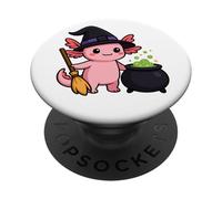 Witch Axolotl Halloween Cute Kawaii Animal Design PopSockets Adhesive PopGrip