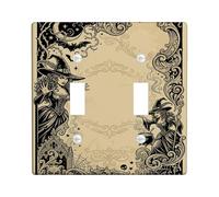 Witch Bathroom Double Light Switch Cover Plate, Halloween Gothic Bat Moon Halloween Black Plastic Standard Size Decorative Wall Plates for Home Living Room Bedroom Apartment Decor