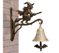 Witch Bell, Vintage Witch's Doorbell, Halloween Door Hangers Bell, Decorative Functional Bells with Witch on Broom, Cast Iron Doorbell, for Porch, Garden, Front Door and Everyday Decoration