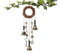 Witch Bell Wind Chime | Witch Bells Protections Decorative Door Hangers,Hanging Door Decorations with Wind Bells, Rattan Wreath for Good Luck