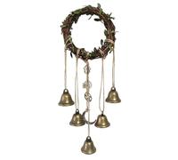Witch Bells Door Hanger - Handmade 5 Bell Wind Chime, Rustic Vine Wreath Witch Bells for Door Protection, Home Decor, Witchy Gift for Pagan Wiccan Supplies.