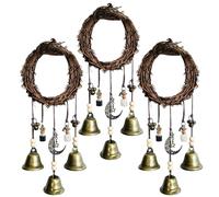 Witch Bells for Door 3Pcs 12 Inch Wind Chimes with Blessing Bottle & Rattan Wreath Hanging Bells for Door Knob Witchcraft Room Home Witch for, Witches, Bell