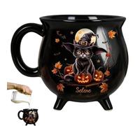 Witch Brew Cauldron Mug, Halloween Witch Coffee Mug, Black Cauldron Ceramic Mugs, Gothic Halloween Coffee Cup, Novelty Tea Soup Cup, Funny Mugs for Halloweens Party, Home