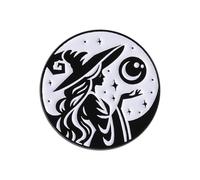 Witch Brooch Gothic Enameled Pin Punk Styles Black Cats Designs Jewelry Accessory for Halloween Outfit Decoration Punk Goth Witch Pin