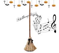 Witch Broom, Dancing Floating Broom with Spooky Sound Effects, ABS Motion Activated Halloween Prop for Porch, Party, Haunted House, Outdoor Trick Or Treat Decor, 40 Inches