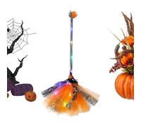 Witch Broom Decor | LED Lighted Cosplay Handheld - Halloween Costume Witch Broom Prop - for Party Haunted House Graveyard Escape Room Stage Girls Teens Students Adults