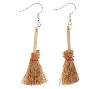 Witch Broom Earrings for Halloween Hand-woven Ear Hooks for Women and Girls Unique Chic Design for Masquerade Parties Fun and Eardrop Accessories
