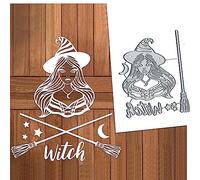 Witch Broom Set Metal Die Cuts, Halloween Witch Star Moon Cutting Dies Cut Stencils for DIY Scrapbooking Album Decorative Embossing Paper Dies Card Making
