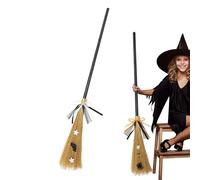 Witch Broom - Traditional Corn Broom | Corn Brush for Outdoor & Indoor Use | Heavy Traditional Corn Broom | Grass Costume Flying Broom Prop for Halloween Costume Decoration
