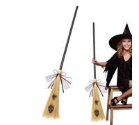 Witch Broom - Traditional Corn Broom | Corn Brush for Outdoor & Indoor Use | Heavy Traditional Corn Broom | Grass Costume Flying Broom Prop for Halloween Costume Decoration