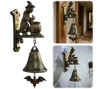 Witch Bulldog Doorbell Vintage, Vintage Metal Welcome Doorbell for Front Door Porch Home and Wall Decor-Potion Witch