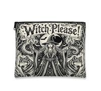Witch Canvas with Zipper, Gothic Mystical Wolves Moon Halloween Black Canvas with Zipper Small Toiletry Bag for Travel, Vanity, Bathroom, Purse Storage and Daily Use, Black, 7x9 Inch, Gothic