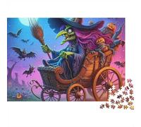 Witch Carriage 1000 Piece Jigsaw Puzzle Paper for Adults Halloween Magic Night Puzzle Game for Family Relax Home Decor Gift 70x50cm/1000pcs