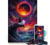 Witch Cat And Ghost 1000 Piece Jigsaw Brain Skill Game High Precision Die Cut Fascinating Hobby for Idle Moments (38x26cm)