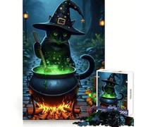Witch Cat Brewing Potion 1000 Piece Teenager Puzzles Analytical Skill Easy Relaxation Clean Cut Perfect Present (50x75cm)