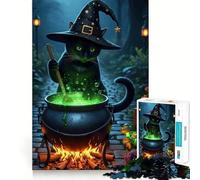 Witch Cat Brewing Potion Adult Jigsaw1000 Pieces Mind Boost Game Premium Laser Cut Quality Relaxing Indoor Group Activity (50x75cm)