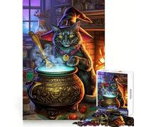 Witch Cat Cauldron 1000 Pieces Jigsaw Puzzles for Teenagers Clear Thinking Gentle Engagement Firm Interlock Nice Gift (50x75cm)