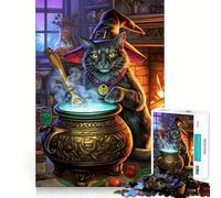 Witch Cat Cauldron Adult Jigsaw1000 Pieces Mind Boost Game Premium Laser Cut Quality Relaxing Indoor Group Activity (38x26cm)