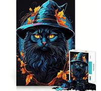 Witch Cat Familiar 1000 Piece Jigsaws for Adults Brain Sharp Game Smooth Burr Free Surface Fascinating Hobby for Idle Moments (50x75cm)