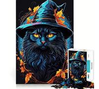 Witch Cat Familiar Jigsaw Puzzle 1000 Logic Thinking Play Expert Cutting Craftsmanship Quiet Time Mind Exercise at Home (38x52cm)