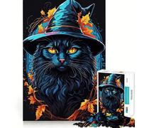 Witch Cat Familiar Jigsaw Puzzle 1000 Piece Cognitive Fun Play Precise Interlock Structure Bonding Activity for Loved Ones (38x26cm)